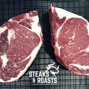 Premium Angus Rib Eye Steak <br> Upper 2/3 USDA Choice, Grain-fed Beef